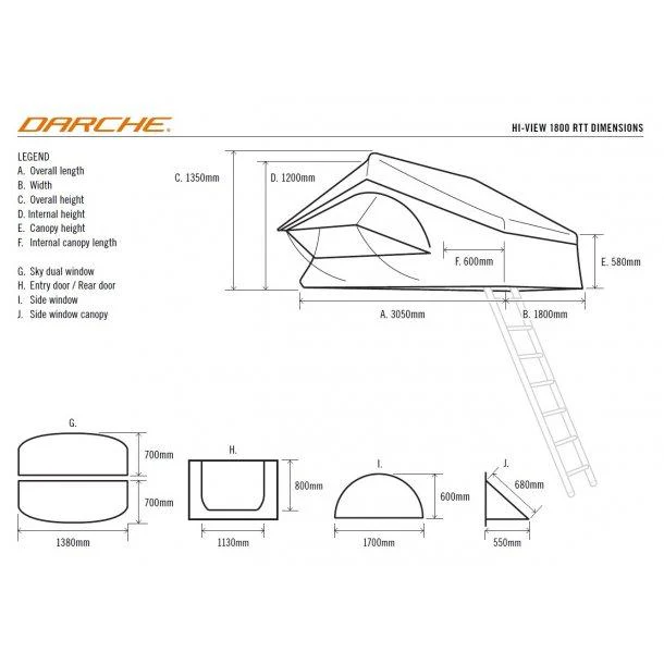 Darche Hi View 1800 Roof Top Tent - No Annex - Image 4